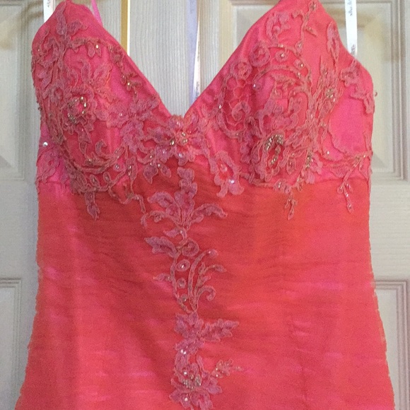 Studio 17 coral trumpet gown pageant prom - Picture 2 of 5